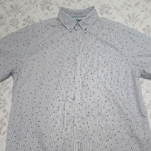 Denim & Flower Light Blue Pinstripe Button-Up Shirt with Navy Micro Dots